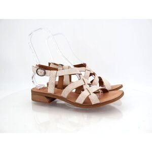 Sofft Ambrose Sandal Size 11 ivory Tan Crackle Leather Block Heel Strappy